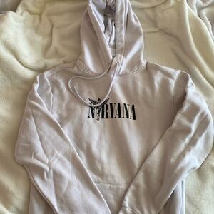 Nirvana hoddie, supper comfy. Size XS in white.